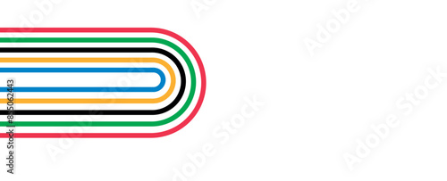 Colorful curved striped way isolated on transparent background. Olympic games banner. Olympic games straight lines, Olympic color ring, game line, modern. Vector illustration