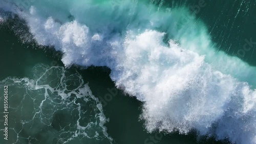 Powerful Breaking Waves On The Sea Of Playa Valcovo In Arteixo, A Coruña, Spain. Slow Motion Shot photo