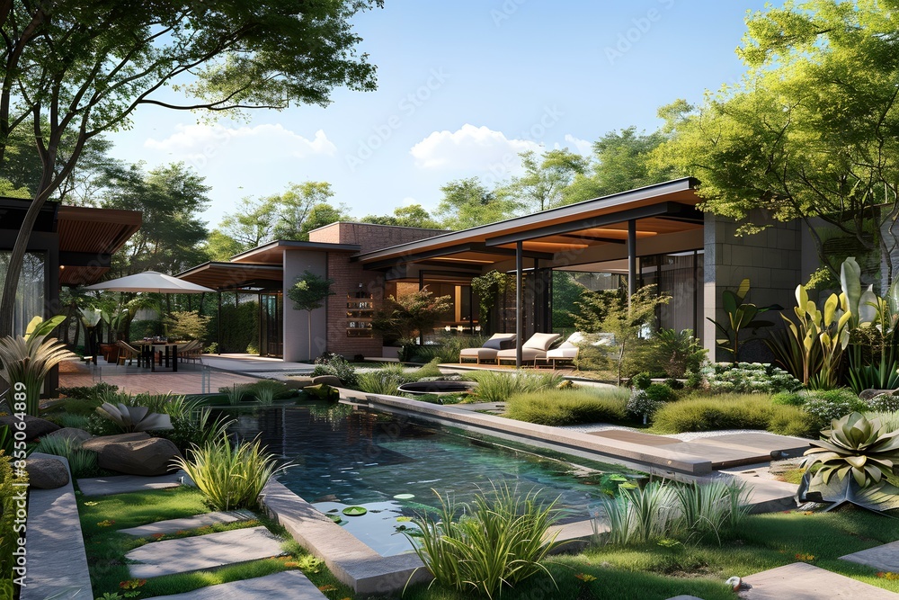 Courtyard house with natural landscape Courtyard house with natural landscape