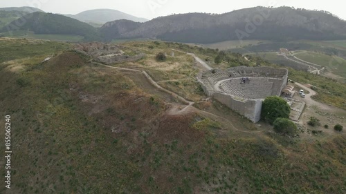 aerial view of Archaeological Park of Segesta ruins in Sicily , Italy photo