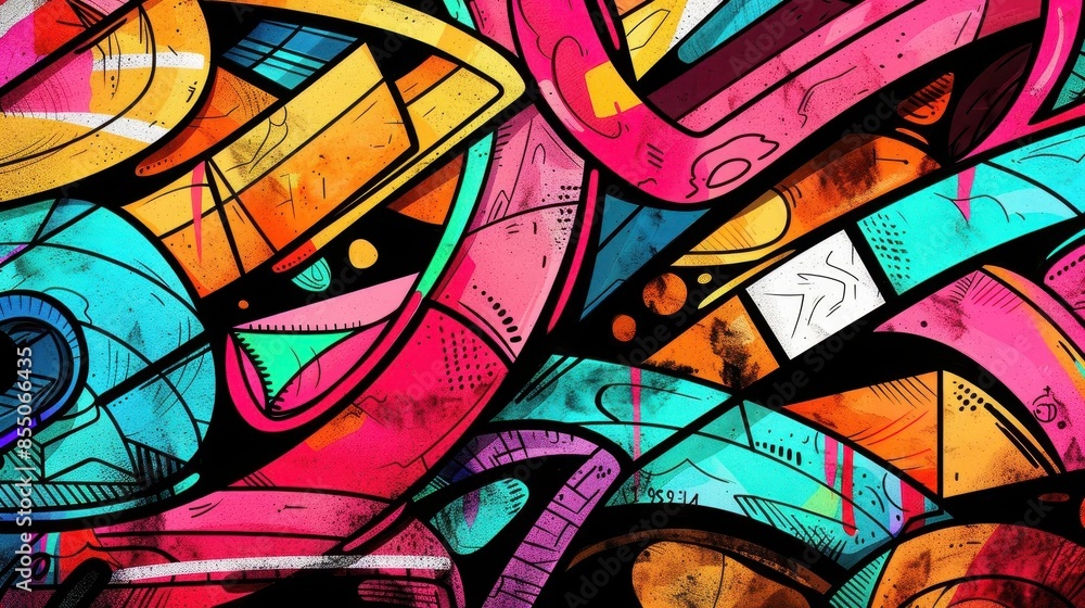 colorful retrostyle graffiti art with abstract strokes and patterns digital painting colorful retrostyle graffiti art with abstract strokes and patterns digital painting