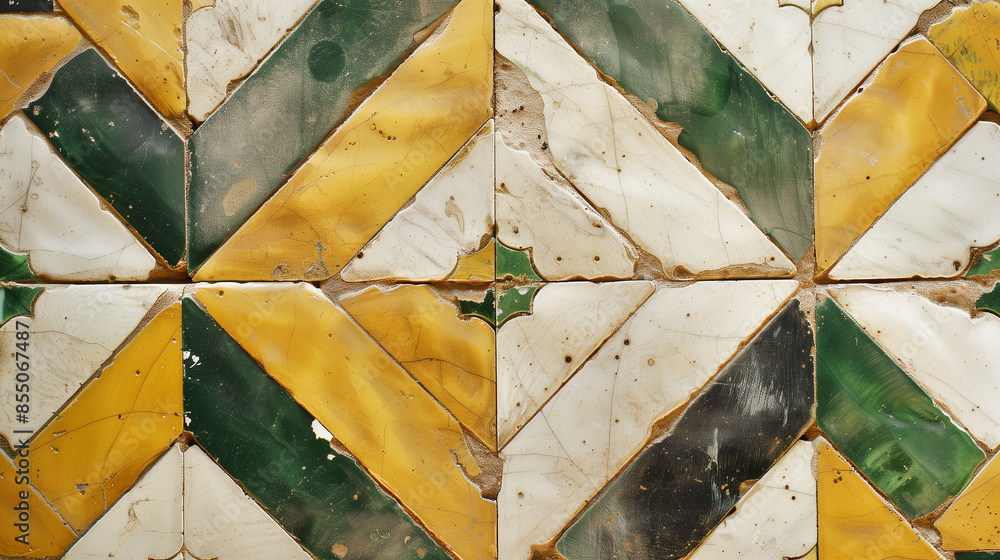 Old Square Tile Yellow Green (Herringbone). Pattern Wallpaper Backdrop ...