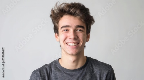 Wallpaper Mural confident young man with friendly smile casual studio portrait on white positive attitude concept Torontodigital.ca