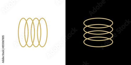 Ellipse gold parallel background vector. Circle ring circular outline shape