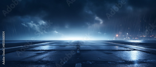 Empty futuristic dramatic scene, abstract dark landscape city, digital art concept illustration.