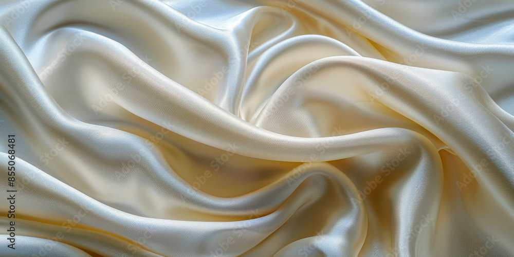 White Silk Fabric Draped Elegantly with Smooth Folds White Silk Fabric Draped Elegantly with Smooth Folds