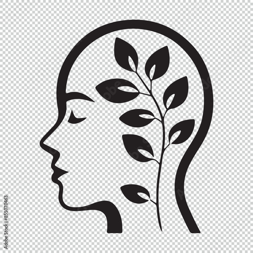 Simple hope, health and mental success and dedication concept logo or icon, black vector illustration on transparent background