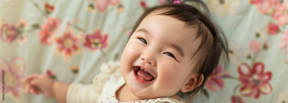 Embrace Wonder of Infancy: Happy Crawling Infant Girl Banner Embrace Wonder of Infancy: Happy Crawling Infant Girl Banner