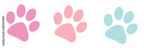 colorful Paw print simple icons Vector
