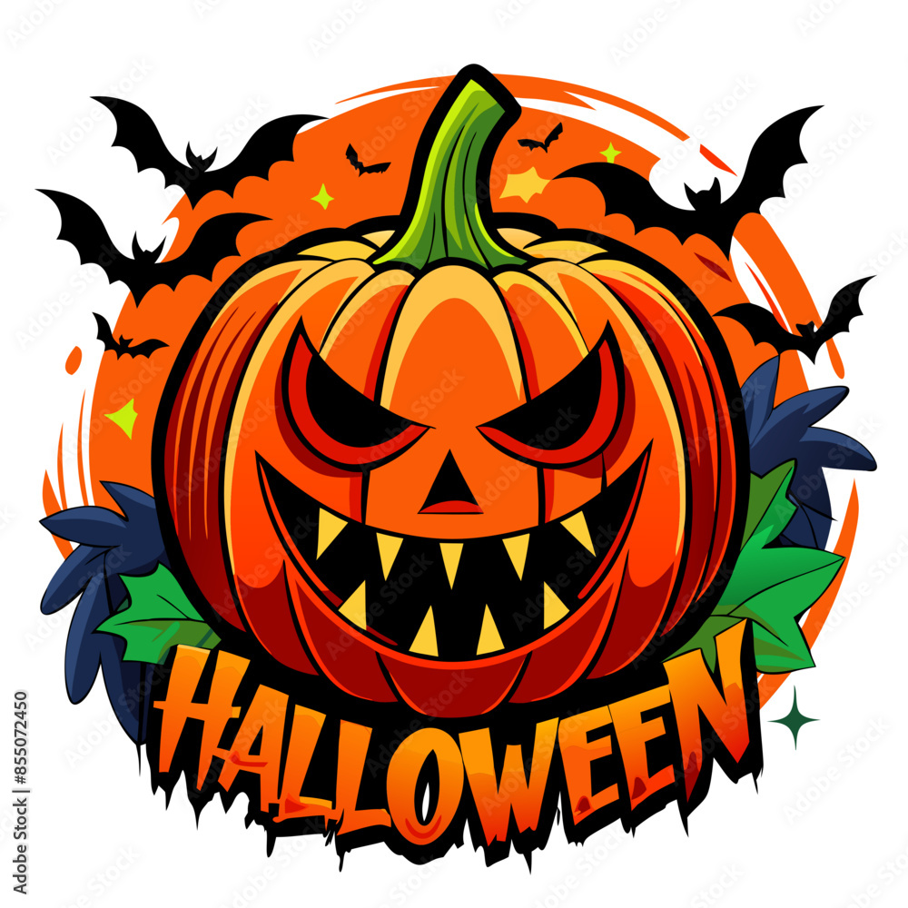 Halloween with a spooky pumpkin vector illustration Halloween with a spooky pumpkin vector illustration