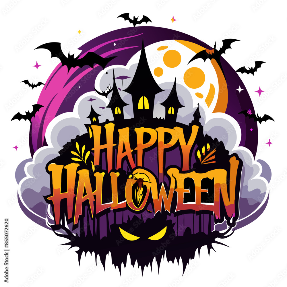Happy Halloween typography with a sinister fog effect for t-shirt design Happy Halloween typography with a sinister fog effect for t-shirt design