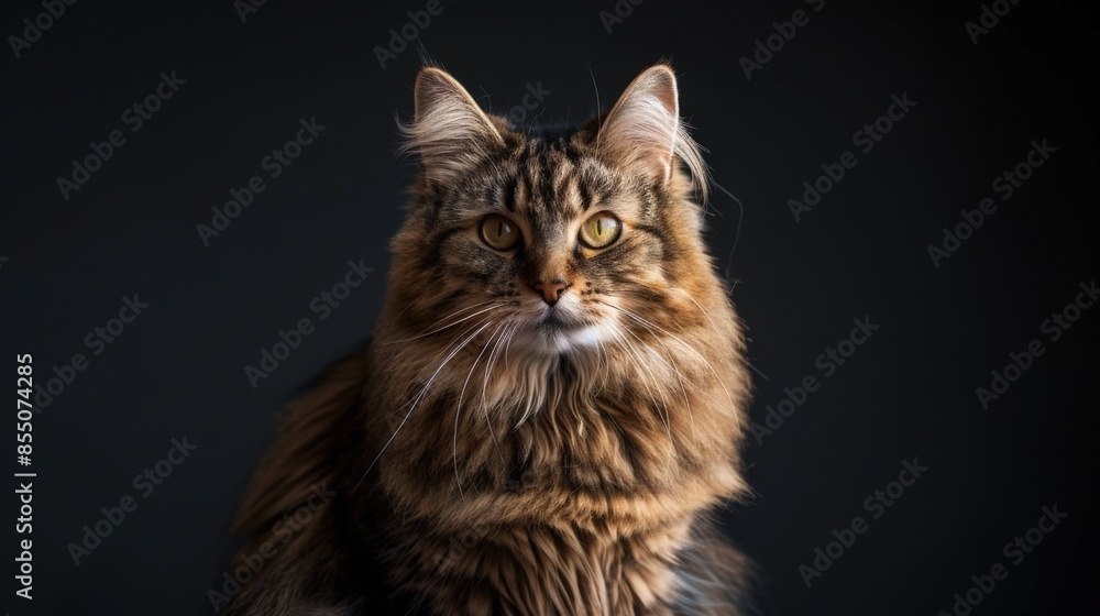Obraz premium Siberian Cat with Thick Fur in Studio Photography Portrait