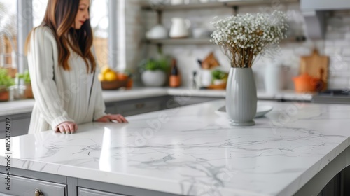 designer kitchen materials interior decorator helps client select perfect marble countertop lifestyle photo photo