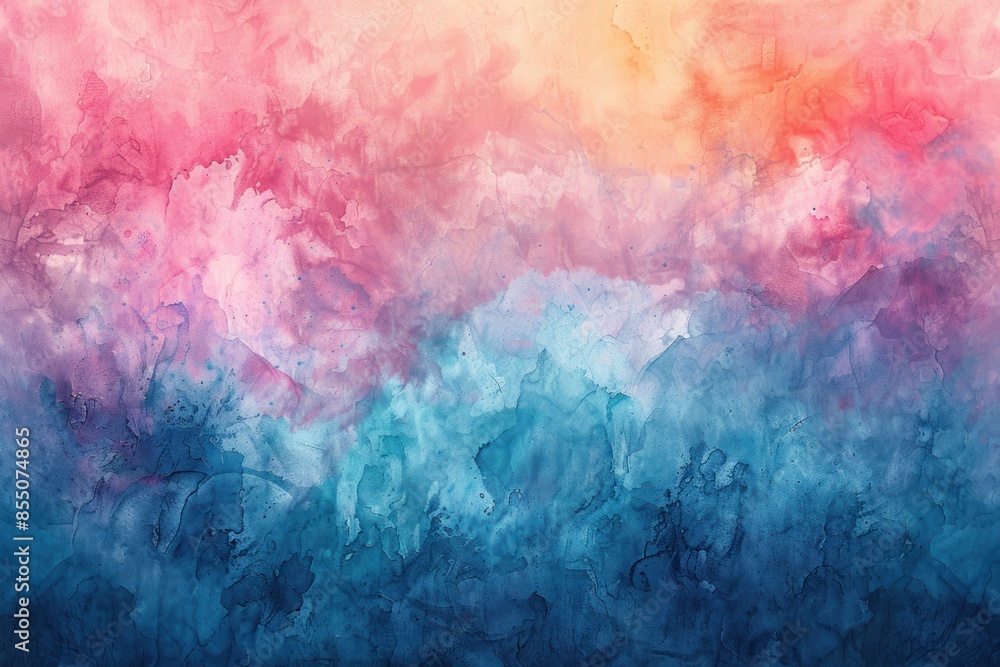 Obraz premium Abstract watercolor background with vibrant pink, blue, and yellow hues.