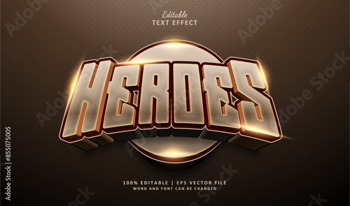 Heroes Editable Text Effect Style 3D Esport Luxury Gold