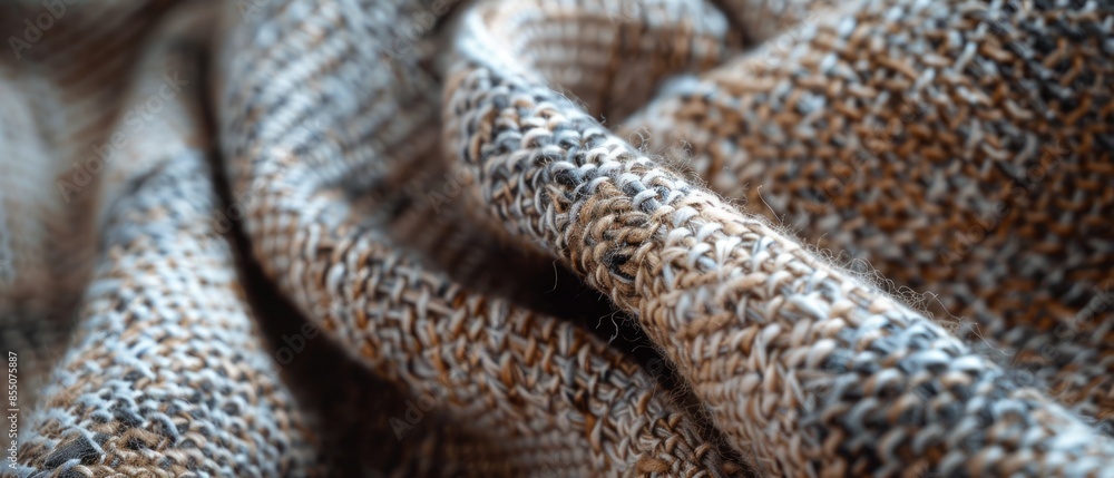 Close up of a knitted fabric with a textured pattern. Close up of a knitted fabric with a textured pattern.
