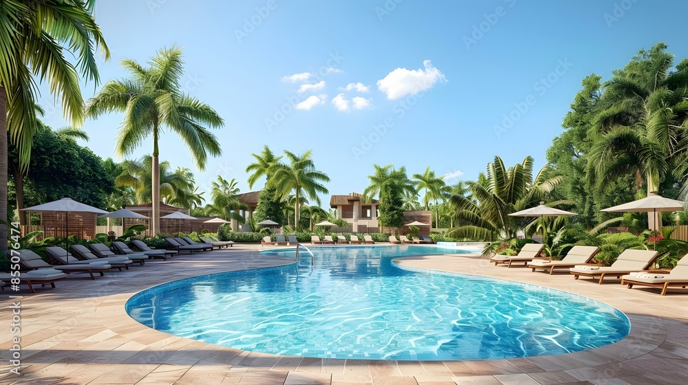 swimming pool in a tropical resort swimming pool in a tropical resort