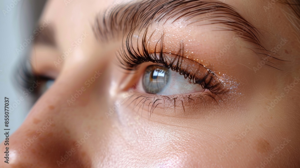 Fototapeta premium Woman face with eyelash extensions