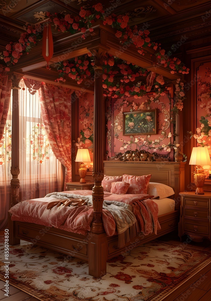 Fototapeta premium Romantic Bedroom Interior Decor