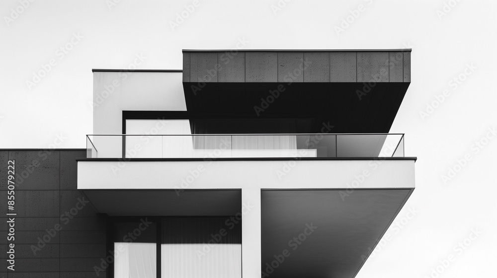AI-generated illustration of modern minimalist architecture with geometric shapes AI-generated illustration of modern minimalist architecture with geometric shapes
