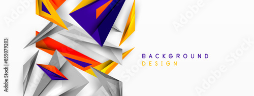 Minimal geometric abstract background. Low poly dynamic triangle design. Trendy techno business template for wallpaper, banner, background or landing