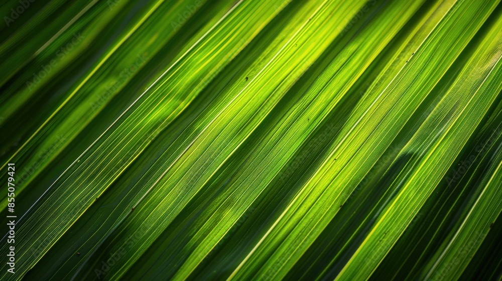 Close-up of sunlit palm leaves with vibrant green colors creating a lively and fresh atmosphere. Close-up of sunlit palm leaves with vibrant green colors creating a lively and fresh atmosphere.