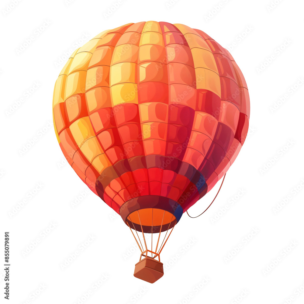 Fototapeta premium Cartoon hot air balloon die cut PNG style isolated on white and transparent background