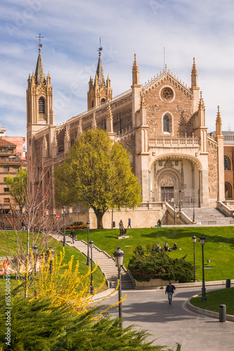 Church of the Jerónimos. Madrid. Spain. Originally built in the early sixteenth century and restored in the twentieth century. Located in the historic center of the city. Vertical view.