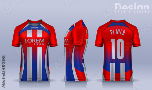 t-shirt sport design template, Soccer jersey mockup for football club. uniform front and back view.	