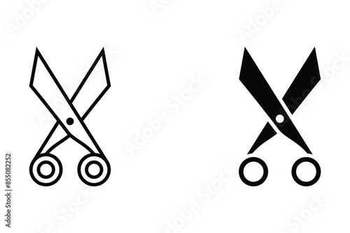 Scissors silhouette and line vector white background