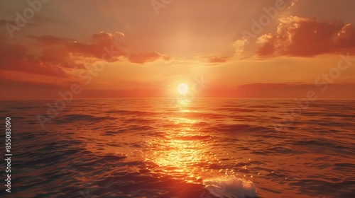 Breathtaking Sunset Over the Majestic Ocean Waves