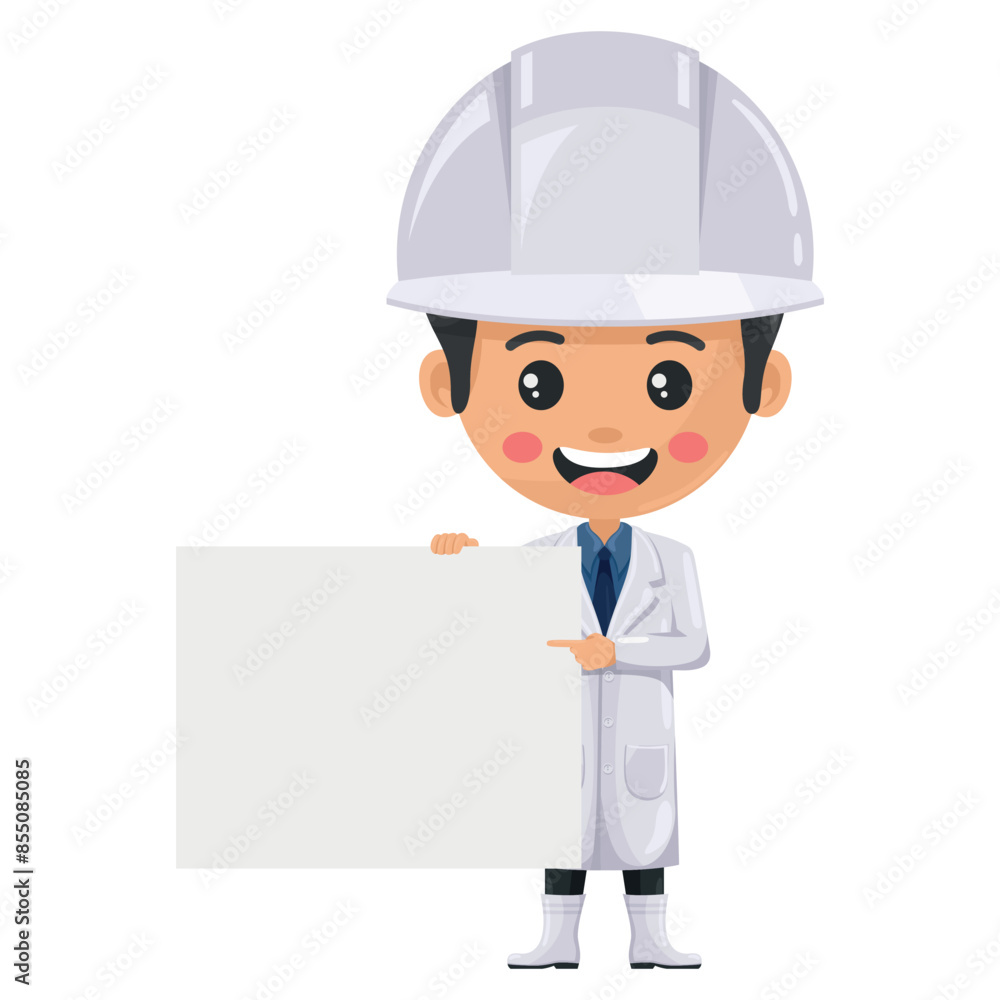 Quality control supervisor holding a banner with space for text for advertising, presentations, brochures . Food industry engineer. Science, technology and safety in food production and processing Quality control supervisor holding a banner with space for text for advertising, presentations, brochures . Food industry engineer. Science, technology and safety in food production and processing