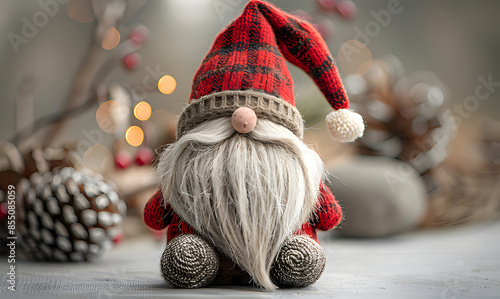 Set of cute Christmas gnomes elf illustrations in cartoon style, There is an adorable trio of gnomes, on background