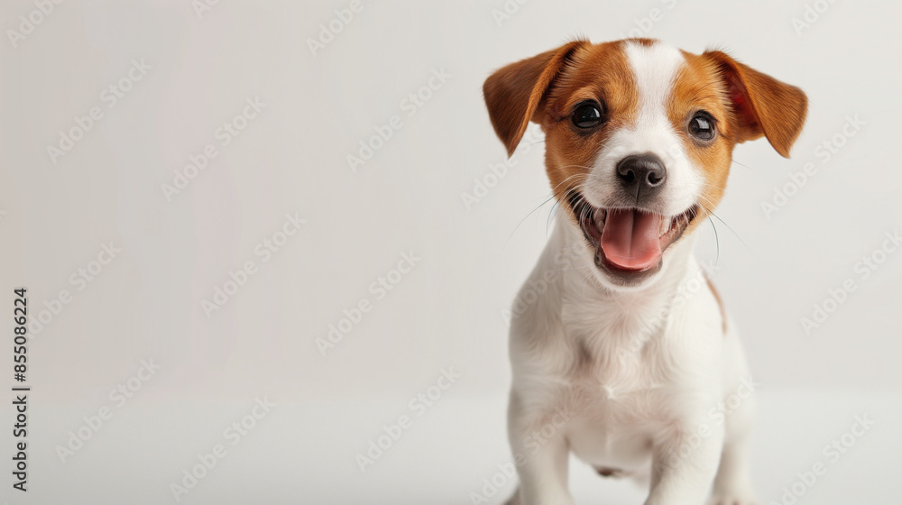 Adorable Jack Russell Terrier Puppy on White Background with Copy Space Adorable Jack Russell Terrier Puppy on White Background with Copy Space