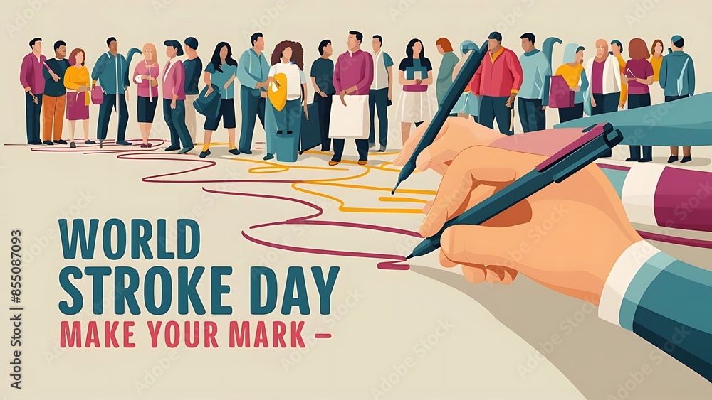 Fototapeta premium world stroke day flat illustration