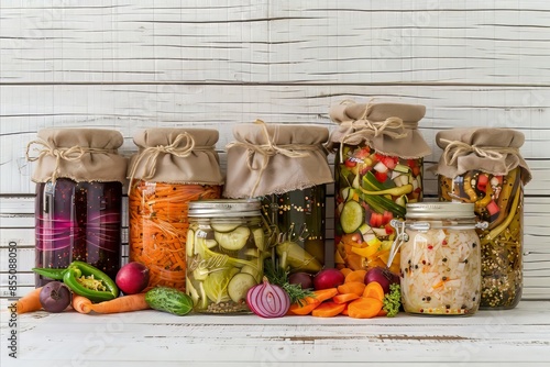 jars of pickled vegetables photo