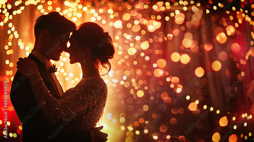 Wedding celebration of a couple dancing in a nightclub Wedding celebration of a couple dancing in a nightclub