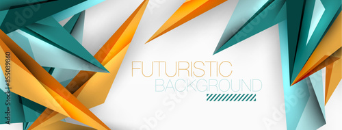 Minimal geometric abstract background. Low poly dynamic triangle design. Trendy techno business template for wallpaper, banner, background or landing