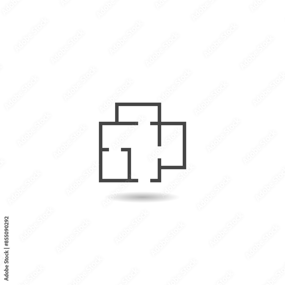 Obraz premium House plan simple flat icon with shadow