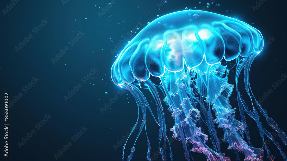 I imagined an image of a jellyfish gracefully swimming in an aquarium, surrounded by clear blue water I imagined an image of a jellyfish gracefully swimming in an aquarium, surrounded by clear blue water