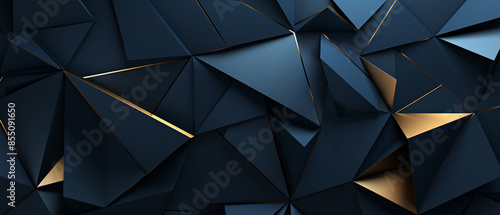Abstract blue and gold shapes luxury background, elegant design, artistic digital art concept.