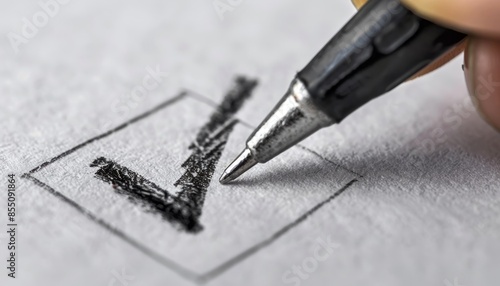 Obraz na płótnie A Pen Checking A Box On White Paper