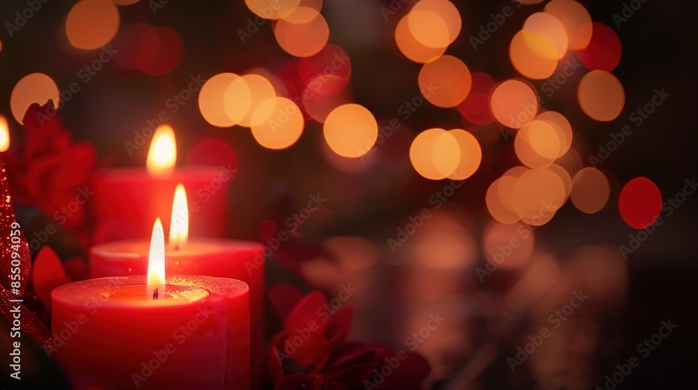 Serene Candlelit Scene with Blurred Lights for Reflective Prayers or Meditations on Love's Essence Serene Candlelit Scene with Blurred Lights for Reflective Prayers or Meditations on Love's Essence