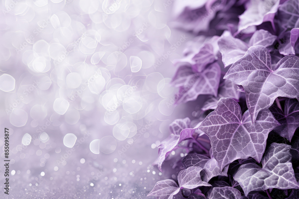 Purple Hued Ivy Leaves and Bokeh Background Purple Hued Ivy Leaves and Bokeh Background