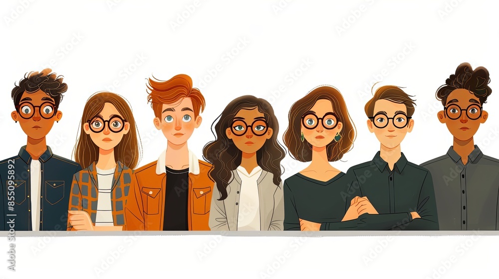 Set of puzzled and surprised office people. Problem solving and discussion. Vector flat illustration Set of puzzled and surprised office people. Problem solving and discussion. Vector flat illustration
