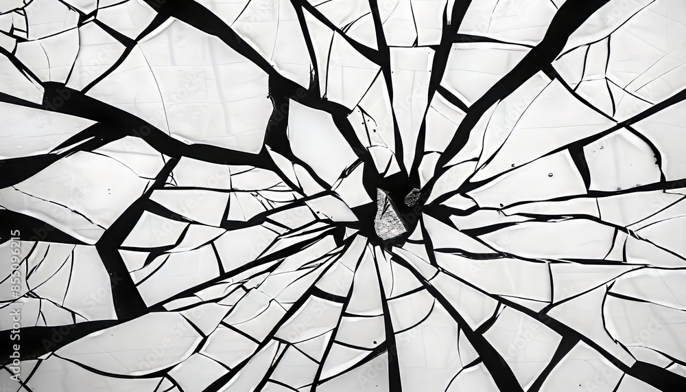 Obraz premium Broken Glass Crack in Black and White