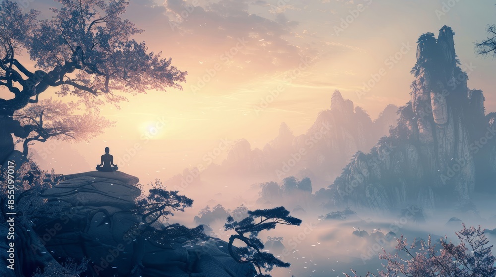 Fototapeta premium Meditation in the Mountains.