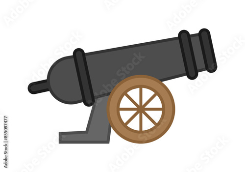 Cañón pirata o de artillería en fondo blanco
