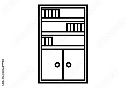 Icono negro de estantería con libros