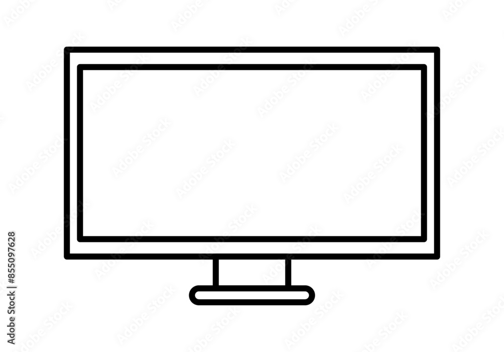 Icono negro de pantalla o monitor en fondo blanco Icono negro de pantalla o monitor en fondo blanco